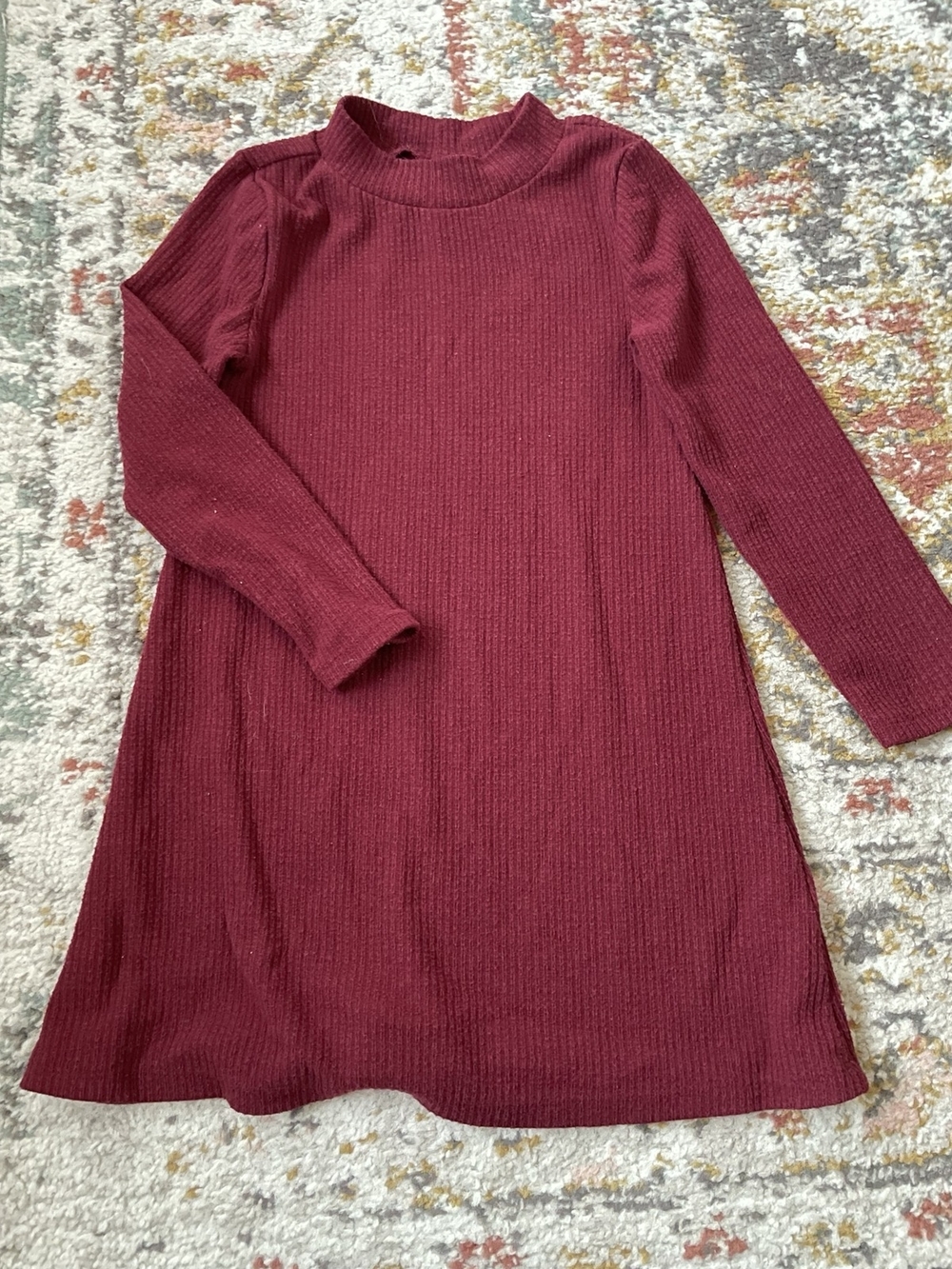 Old Navy Girls' Ribbed Mock-Neck Dress - Burgundy